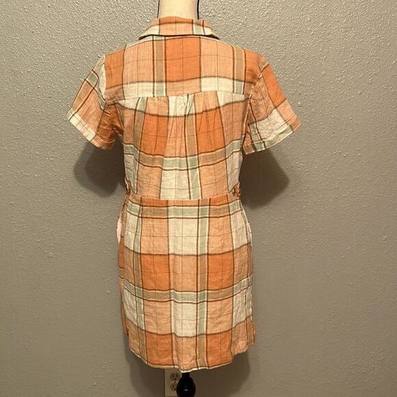 NEW Fate women’s plaid linen blend button down dress size L - Picture 5 of 9